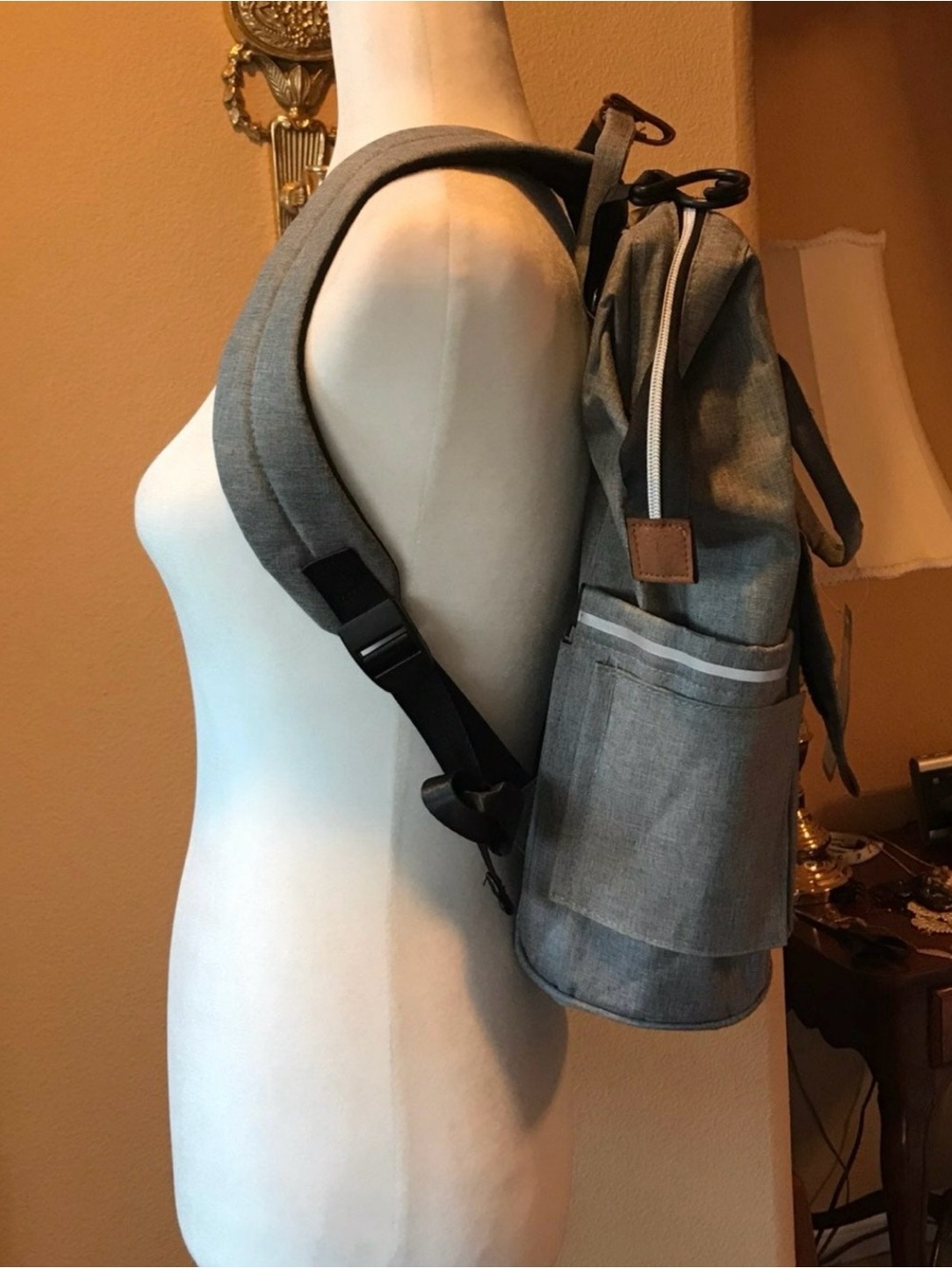 Alameda Gray Diaper Backpack Baby Bag Waterproof Travel Tote EUC - Picture 9 of 9